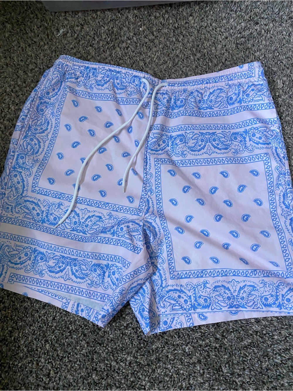 NFINITY Light Blue Bandana-Print Swim Trunks
